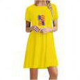 thumbnail image 1 of RT5YKing Robe Décontractée Mode Printemps Été Jour de l'Indépendance Manches Courtes Col Rond Mi-Mollet Robes pour Femmes 2023, 1 of 4