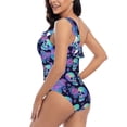 thumbnail image 4 of Sikiie starry sky Skull flower Print Women One Piece Swimsuits Tummy Control One Shoulder Bathing Suits Ruffle Swimwear, From S to XXL-X-Large, 4 of 6