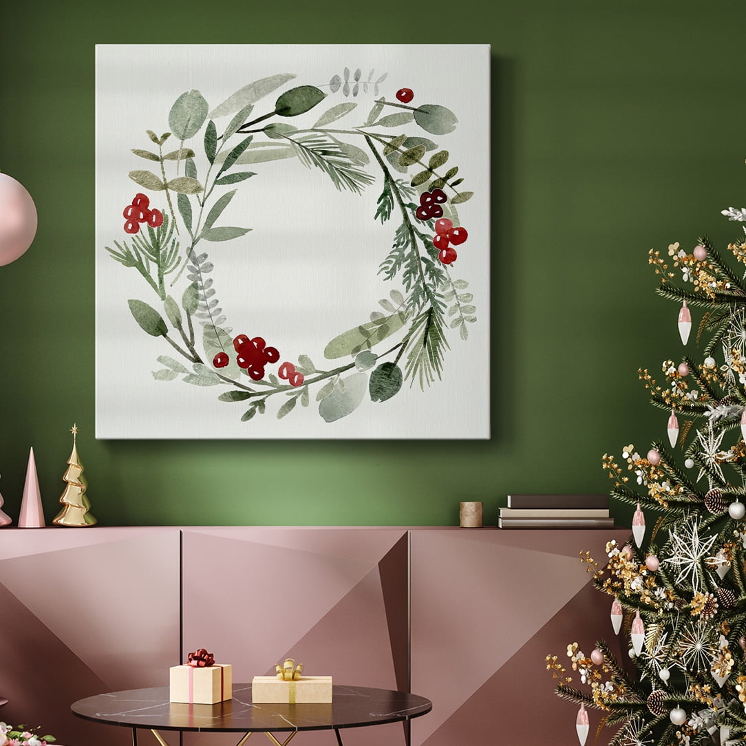 Holly Wreath II- Gallery Wrapped Canvas