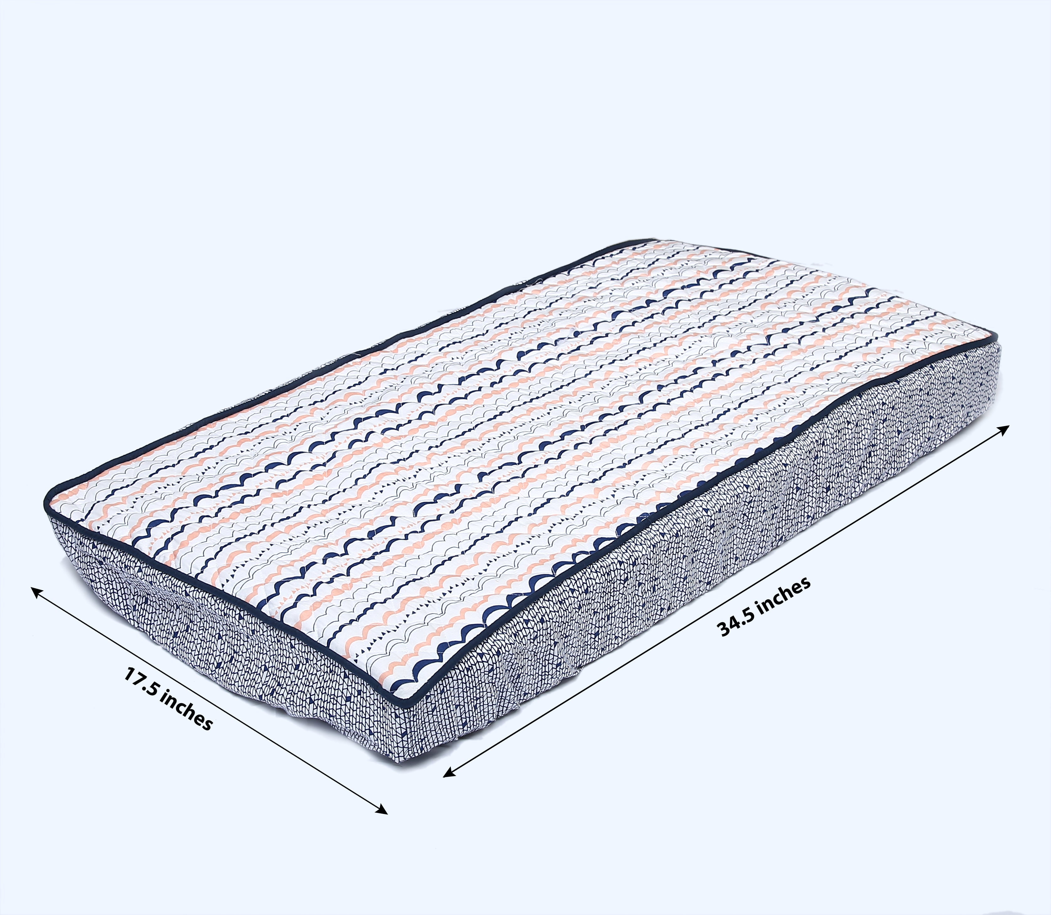 Bacati - Tribal Noah Coral/Navy Girls Quilted Changing Pad Cover