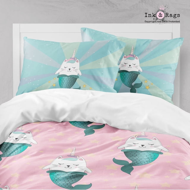 Caticorn Mermaids Colección de ropa de cama para niños grandes Unicornio Gato Sirena