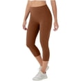 thumbnail image 2 of Lumtrix High Waisted Capri Leggings for Women Tummy Control Soft Yoga Pants Gym Workout Running Leggings with Pockets Brown S, 2 of 6