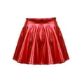 thumbnail image 2 of JanJean Girls Metallic Skater Skirt Athletic Shiny Holographic Flared Pleated Dance A-Line Mini Skort Red 12, 2 of 7