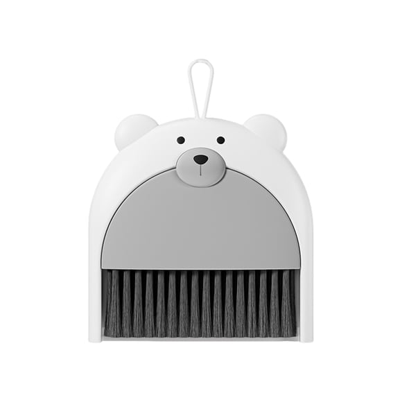 Naiovety juego de pala de basura de escritorio con oso de dibujos animados asistente de limpieza ABS gris