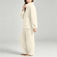 thumbnail image 6 of NominalSnug Flannel Pajamas for Women Sets Full Zip up Fuzzy Fleece Cardigans Wide Legh Pants Winter Thicken Warm Lounge Sleepwear 2 Piece, 6 of 8