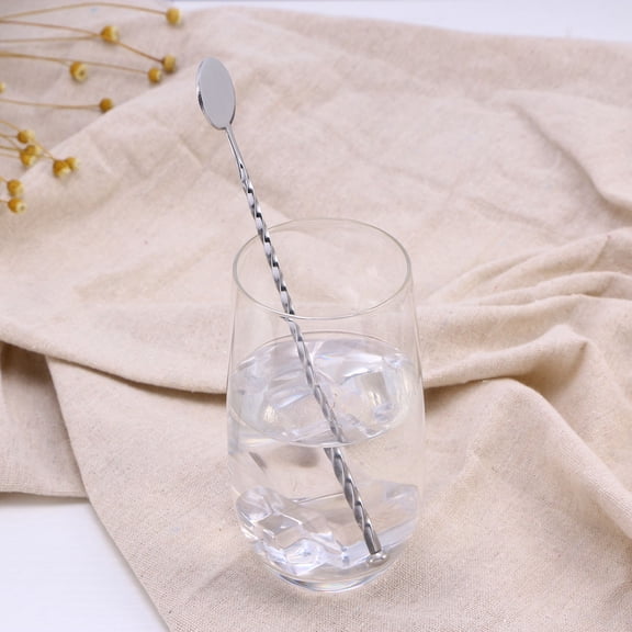 Raindrops 5Pcs Stainless Steel Stirring Sticks for Beverages Silver Round Bead Style