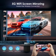 5G/2.4G WiFi & Bluetooth Projector, 1080P LED Home Theater, 4K Support, 300 Display, Keystone, Built-in Hi-Fi Speaker