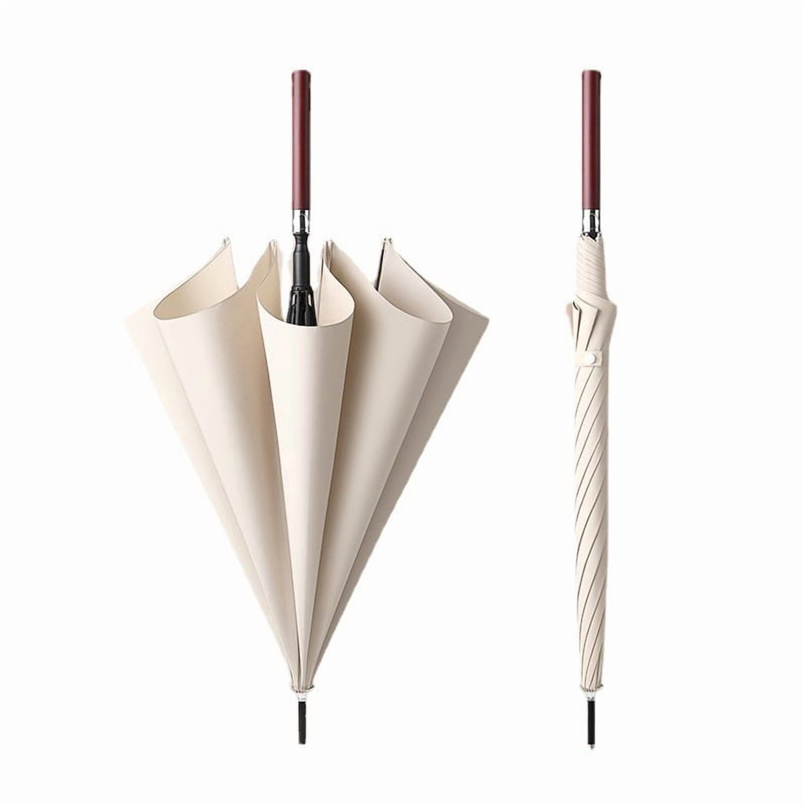 Light luxury wooden long-handled business umbrella, strengthen windproof, increase umbrella surface, simple color matching, 24-bone long-handled umbrella.