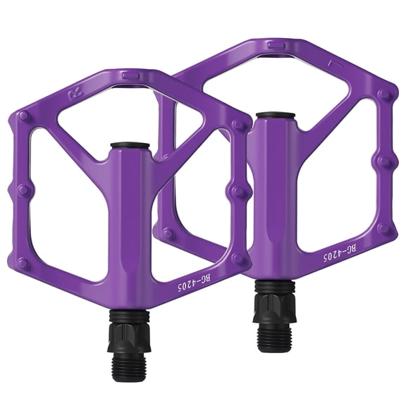 WRISTBIQUE 1Pair Purple Aluminum Alloy Bike Pedals Flat Design for Road and Mountain Cycling