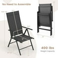 thumbnail image 4 of Costway 1 PCS Patio Folding Dining Chair with 7-Level Adjustable High Backrest for Garden Black, 4 of 10