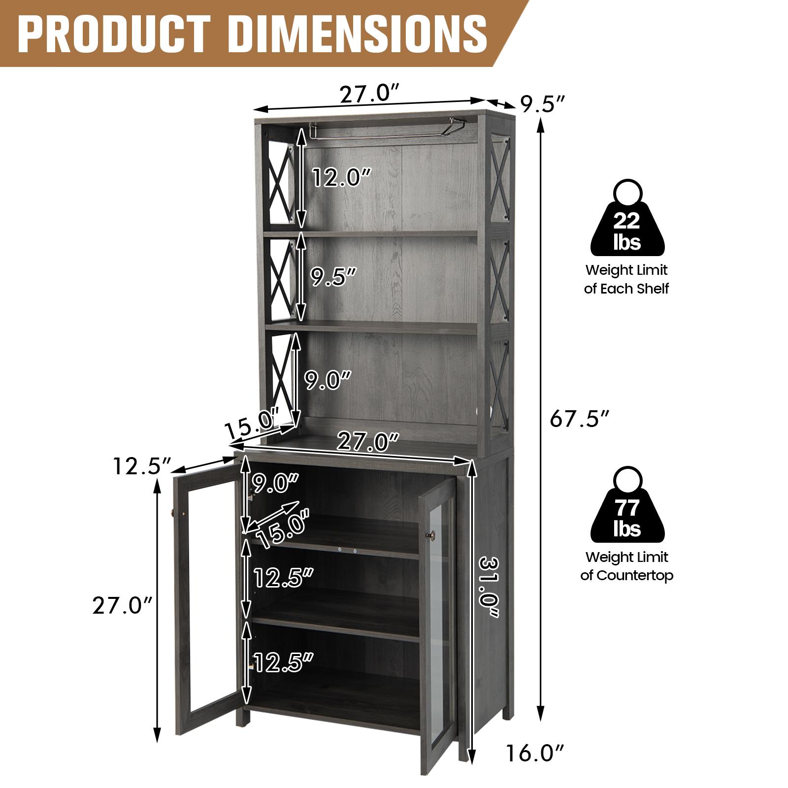 Giantex  Kitchen Pantry Storage Cabinet, Farmhouse Freestanding Buffet Hutch