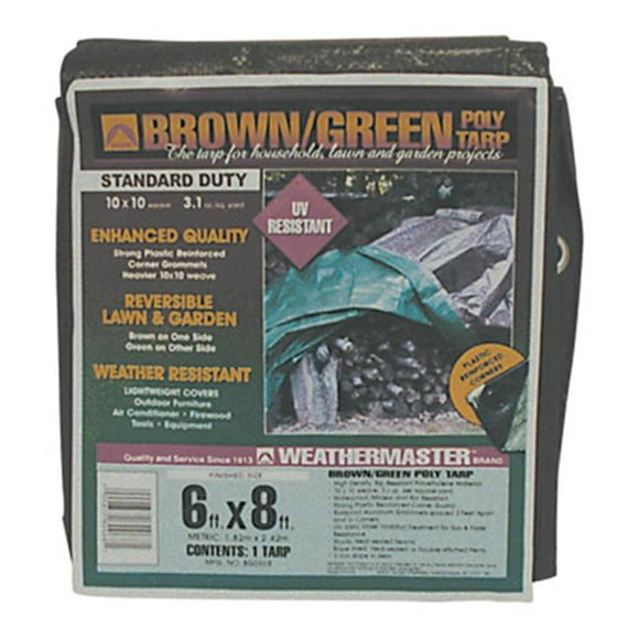 Dize Bâche Réversible Marron & Vert - 6 x 8 Pi, Modèle No. BG0608
