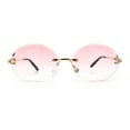 thumbnail image 5 of Mens Luxury Rimless Oval Rich Gangster Metal Rim Sunglasses Gold - Pink, 5 of 8