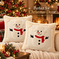 thumbnail image 6 of LOMYOLO Christmas Throw Pillow Covers 20x20IN Set of 2, Soft Faux Fur Holiday Decorative Pillow Covers for Couch Sofa Bed 3D Embroidered Couch Cover Home Decor Pillow Covers - Cute Snowman, 6 of 8