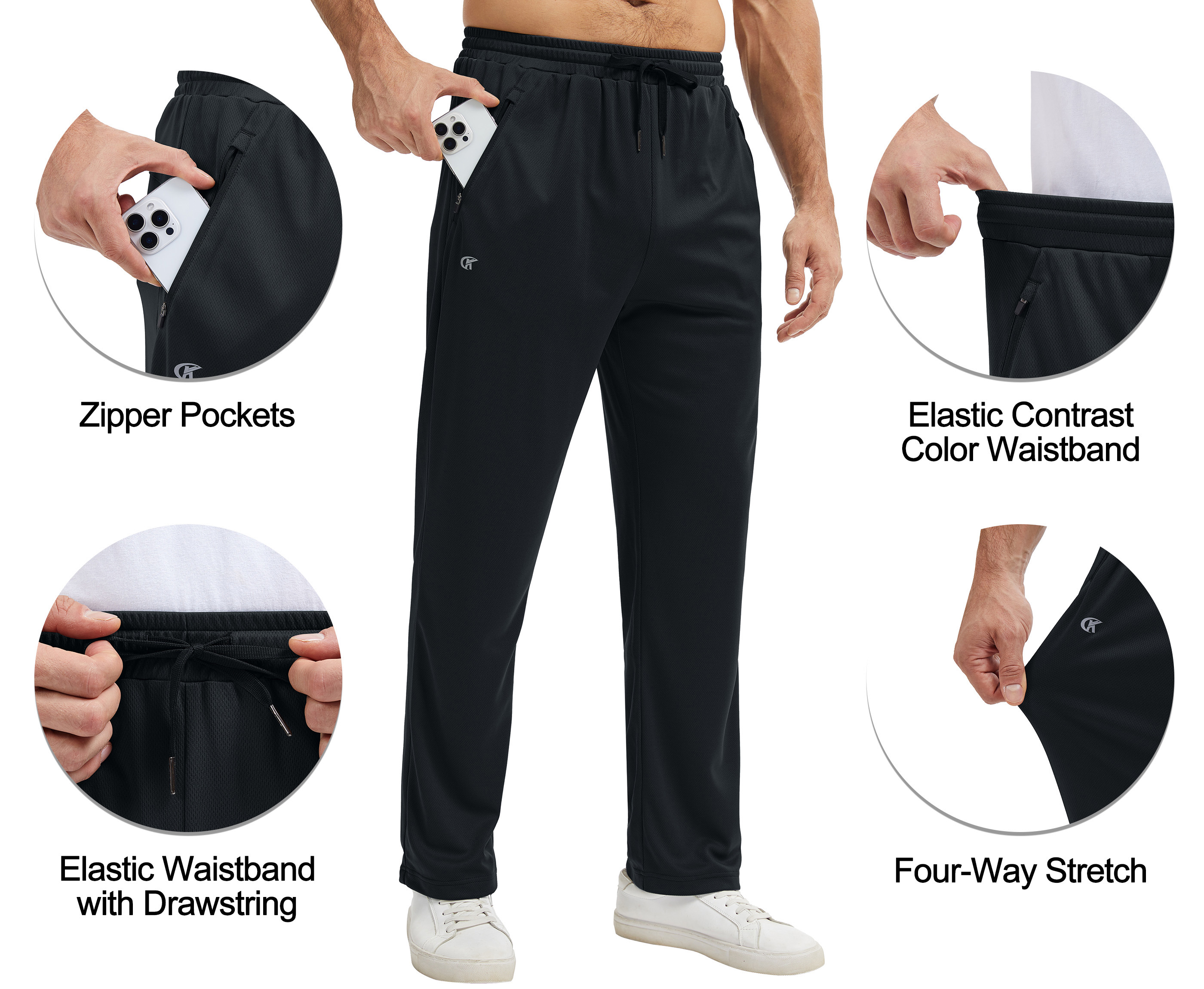 Weilanxin Men's Mesh Lightweight Joggers with Zipper Pockets photo 4