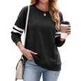 thumbnail image 2 of MOSHU Crewneck Sweatshirts for Women Striped Long Sleeve Shirts Fashion Fall Womens Sweatshirts Casual Fall Pullover Tops, 2 of 9