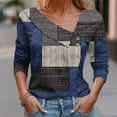 thumbnail image 2 of FAIWAD Long Sleeve V Neck Tops for Women Lapel Button Down Color Block Pullover Tunic Tops, 2 of 5