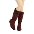 thumbnail image 5 of BURUDANI Womens Wide Calf Faux Fur Slouchy Low Heel Side Zip Knee High Boots Wide/Calf/Burgundy Size 10, 5 of 5
