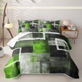 thumbnail image 2 of Erosebridal Lime Square Abstract Bed Spread Queen for Women Men, Brush Stroke Block Queen Coverlet Set, 3pcs, 2 of 7