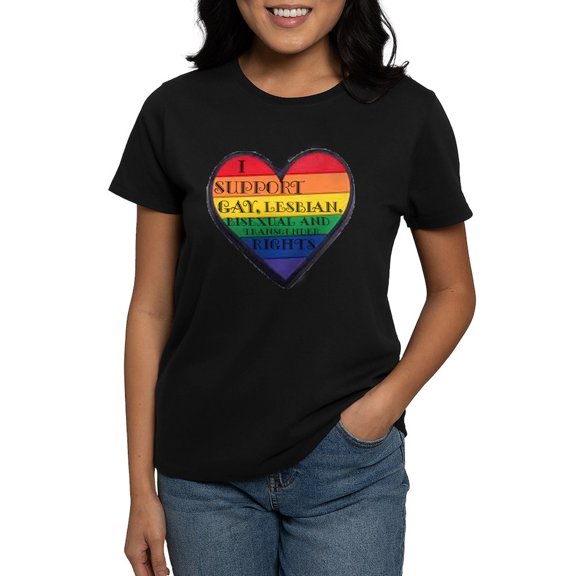 CafePress - I Support GLBT Rights Women's Dark T Shirt - Women's Traditional Fit Dark T-Shirt