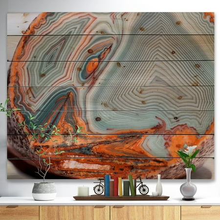 Grey Agate - DESIGN ART Designart 'Beautiful Lake Superior Agate' Abstract Print on Natural Pine Wood - Grey