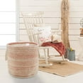 thumbnail image 2 of LR Home Textured Stripe Round Cotton 19" Storage Basket with Handles, Coral/White, 2 of 9