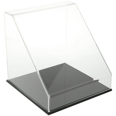 Plymor Clear Acrylic Slanted Front Display Case with Black Base, 12" x 12" x 12"