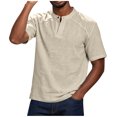 thumbnail image 6 of Mens Lightweight V Neck T-Shirts Summer Short Sleeve Plain Tees Casual Hippie Single Button Henley Shirt, 6 of 8