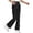 Black, variant on Girls School Uniform Flare Pants, Kids Solid Color Bootcut Casual Trousers Half Elastic Waist band, Mock Fly, Belt Loops and Side Pocket for School Uniforms and Everyday Wear