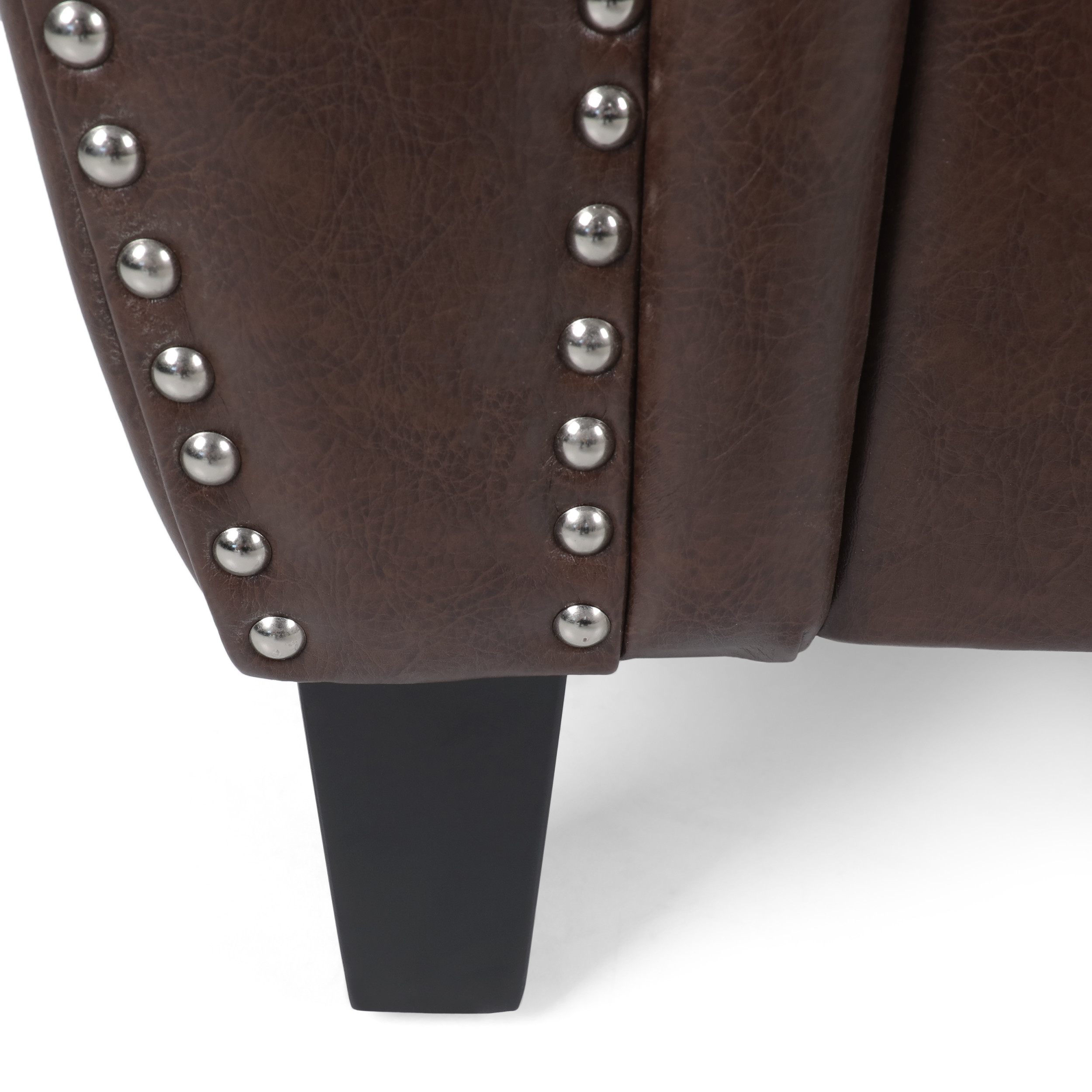 Noble House Amedou Faux Leather Club Chair with Nailhead Trim, Dark Brown