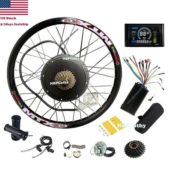 150mm Dropout 26inch 3000W Direct Drive Hub Ebike Conversion Kits with 80A Controller and Colorful SW900 Display Rear Hub Motor Kit