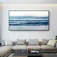 thumbnail image 3 of Large Abstract Green Seascape Handmade Oil Painting Thick Textured Beach Wall Art Home Decor Wall Decor Modern Living Room, 3 of 8