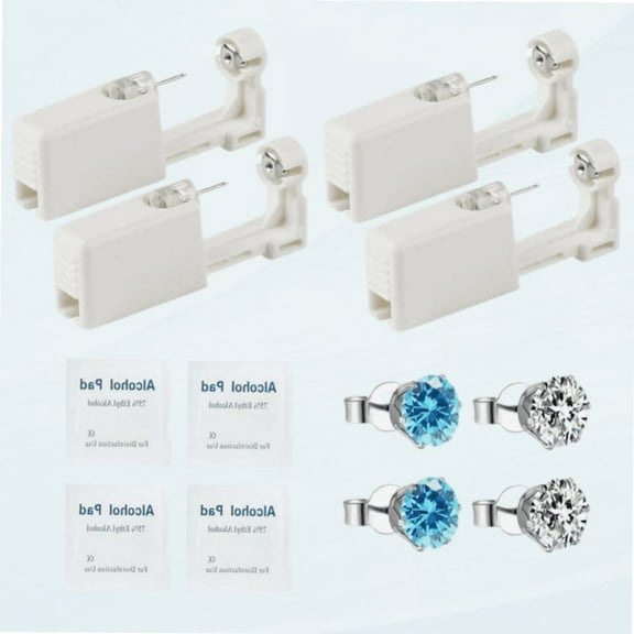 4 Count Self Ear Piercing Gun Kits inside Piercing Earrings Disposable Safety 1/100 With Moment Tool With Ear Stud Pierce Kit 253 516