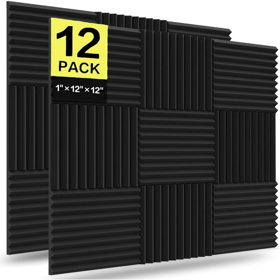 12 Pack Acoustic Panels, Studio Soundproofing Foam for Wall,12" X 12" X 1"