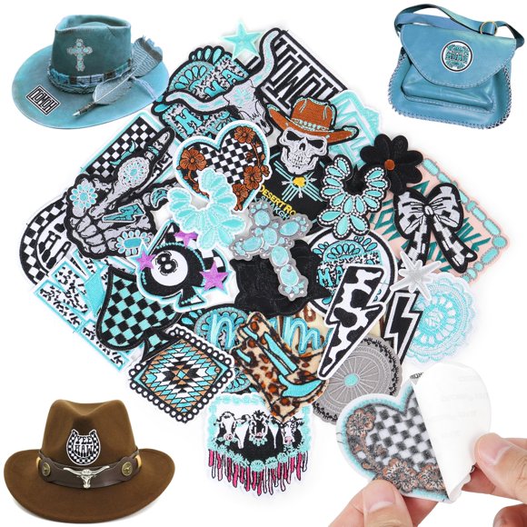 Parches autoadhesivos bordados KINGSOW Western Style 32 unidades