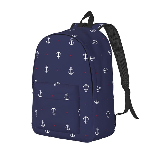 Fotbe Anchors Heart Blue Mochila de Lona con Estampado, Mochila Duradera, Mochila Versátil de Alta Calidad, Mochila Compacta Vintage-Medium
