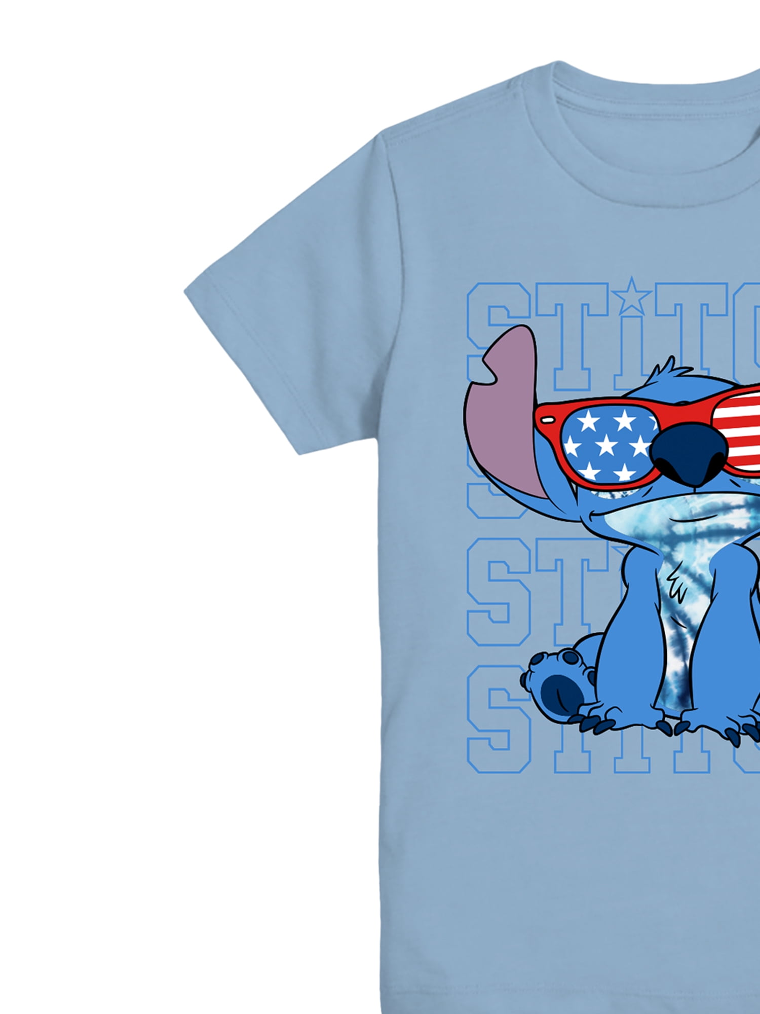 Lilo and Stitch Boys USA Americana Crewneck Graphic Tee with Short Sleeves, Sizes 4-18