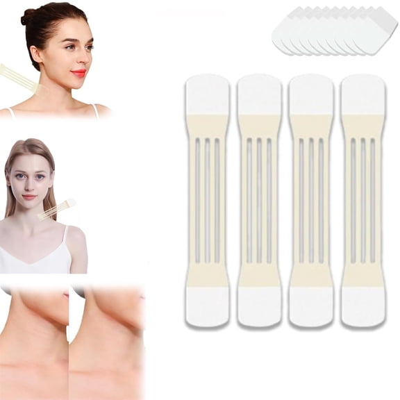 Tutuviw 24Pcs Celestica Neck Tape for Women,Lift Strap Patch Tightening Tape,Instant Tightening Strips for Face,Jaw & Chin Compression,Firming Strap Patches,Lift Tape Invisible Behind Neck