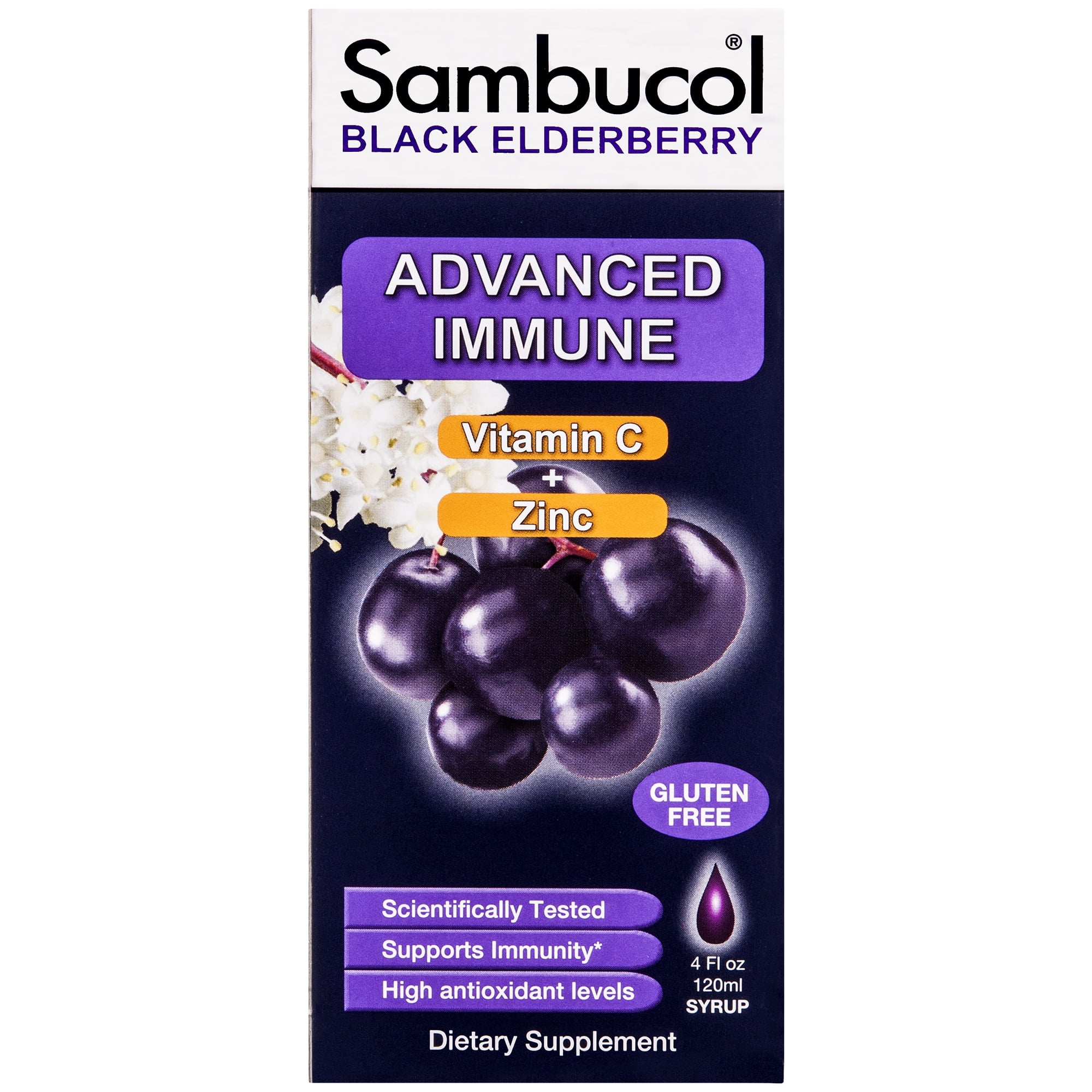 Sambucol Advanced Immune Black Elderberry Syrup with Vitamin C and Zinc