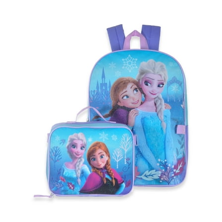 Frozen Elsa and Anna Full Size 16 Inch Backpack with Detachable Lunch Box