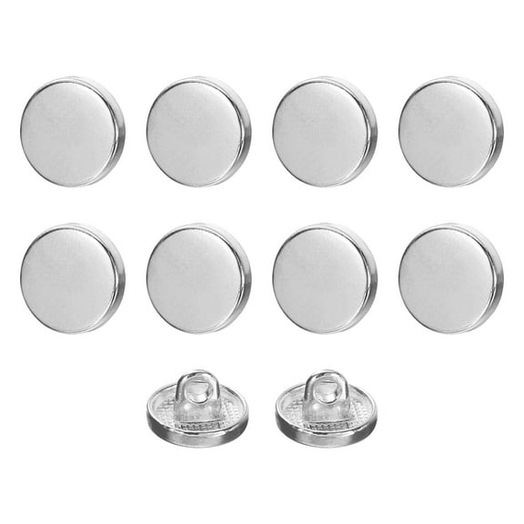 Uxcell 10 Pcs 16L 3/8" Metal Round Flat Button Sewing Buttons Alloy Shank Craft Replacement Button Silver Tone