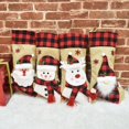 thumbnail image 4 of 4 pcs Christmas Hanging Stockings, Burlap Red Black Buffalo Plaid Christmas Stocking, Red Plaid 3D Pattern Hanging Christmas Stocking Ornament for Home Festival Decoration, 4 of 6