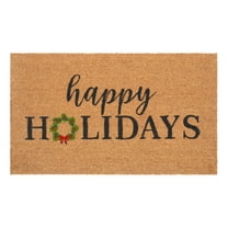 Happy Holidays Christmas Wreath Doormat,17"x29"