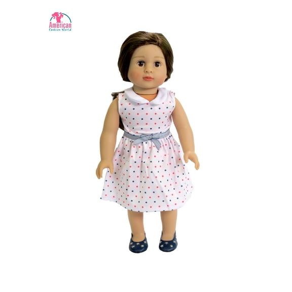 Red and Blue Polka Dot Dress For 18 Inch Dolls