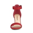 thumbnail image 3 of BLISSFUL STEP Women's Shoes Ankle Strap Block Heel Buckle Open Toe Sandals Red 11, 3 of 9