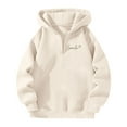 thumbnail image 4 of Pullover Hoodies for Women Trendy 2025 Hoodie Teen Girls Lined Preppy Clothes Outwear Loungewear Fall Winter Warm Tops Clothes (Beige, L), 4 of 5