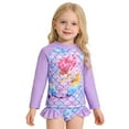 thumbnail image 3 of shqvo Toddler Girl Swimsuit Long Sleeve One-Piece Bathing Suit for Kids Zipper Swimwear Blue Fish Scale Tie Dye Triangle Swimsuit for Little Girl, 3 of 9