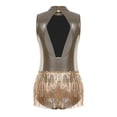 thumbnail image 2 of Mufeng Women's Sequin Fringe Latin Ballroom Dance Leotard Samba Rumba Tango dance dress Gold XL, 2 of 7