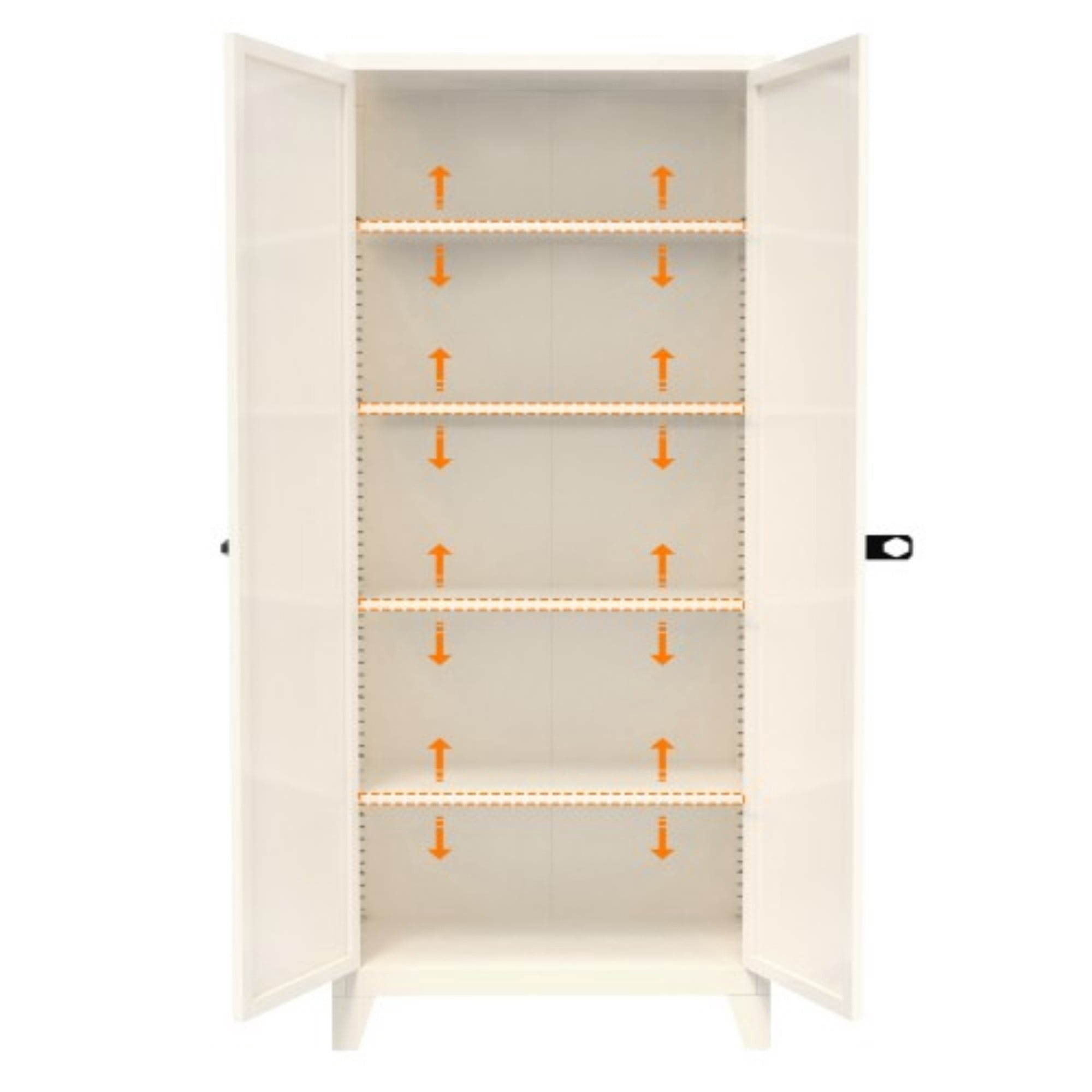 71" Metal Storage Cabinet with Lock, Adjustable Shelves & 2 Doors, Tall Steel Cabinet for Kitchen, Bedroom, Office, Beige
