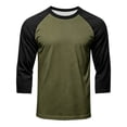 thumbnail image 5 of Delconic Men's 3/4 Sleeve Shirts Crew Neck Baseball T Shirts Casual Moisture Wicking Athletic Raglan Tops Army Green L, 5 of 5